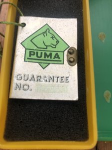 Puma Knife: Puma Rare 1980 Packer Folding Knife in original Green Box # 14081