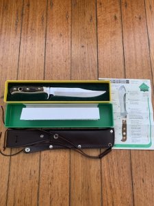 Puma Knife: 1983 Puma Mint condition Bowie knife with Stag Antler Handle in original Box
