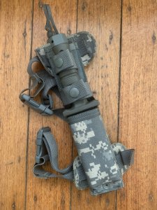 Ontario ASEK Multi-Cam Survival Knife System 5" Blade, Strap Cutter, Sheath & Tactical Thigh/Belt Sheath