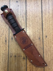 Camillus: Original Camillus NY USA made Marine Corp Combat Knife with Leather Sheath