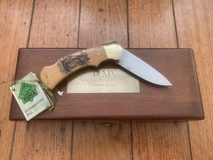 Puma Knife: Limited Edition 1983 715 4 Star Spirit of Massachusetts Scrimshawed Handle in Wooden Presentation Box