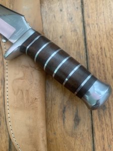 Solingen Germany EUROCUT Original 5 1/4" Blade Original Buffalo Skinner with Stacked Wood Handle & Leather Sheath
