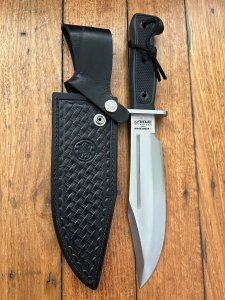 Black Jack Knives Anaconda I Japanese SEKI made Classic Bowie Knife with Leather Sheath