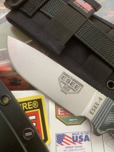 ESEE Knives- ESEE-4 Knife with Grey/Black G10 Handle Black Kydex Sheathes