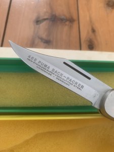 Puma Knife: Puma Rare 1975 Packer Folding Knife in original Green Box # 51572