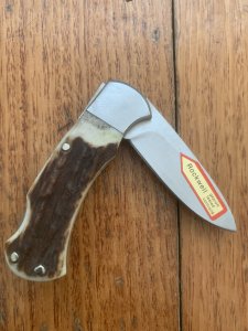 Puma Knife: Puma 2014 Solingen Made 4 Star Mini Folding Lock Knife with Stag Antler Handle