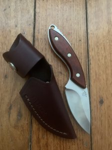 Buck Knife: Buck 196 Mini Alpha Hunter Cocobolo Handle & Leather Sheath