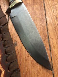 Ken Richardson Custom Handmade 5.5" Drop Point Blade Hunting Knife with Deer Antler Handle & Custom Sheath
