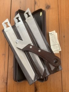 Kershaw Knife: Vintage 1980's KERSHAW KAI CAMP KIT  Japanese 3 Blade Knife Set with Wood Handle & Case