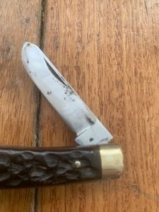 Puma Knife: Puma 1971 Rare 'USER'  'STOCK' 3 blade Fold back Knife with Red Bone Handle