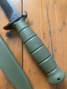 GLOCK Original Austrian Made MILITARY GREEN Saw Back Field Knife with Polymer Scabbard