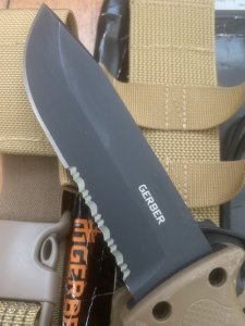 Gerber Model LMF II Drop Point Military Knife in Thigh Sheath & Rope Cutter