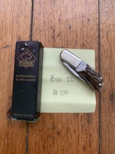 Puma Knife: Puma German 2006-115 Micro Folding Knife with Stag Antler Handle and Box