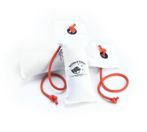 Dog Training Dummy: RRT Small Cork-filled White Canvas Puppy Dummy