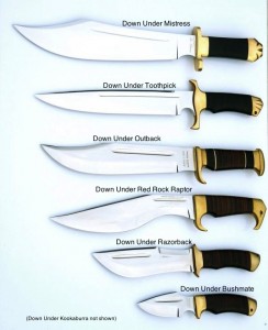 Down Under Knives: Down Under Special 1095 Steel Outback Eclipse Big Bowie Knife with Black Sheath