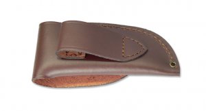 Puma Knife Sheath: Brown Shaped Vertical Leather Knife Pouch