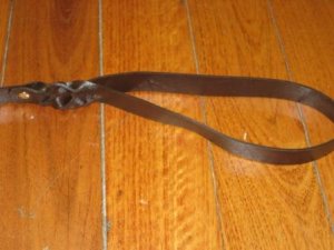 Dog Lead: Brown Flat Braided Leather Slip Lead 153cm