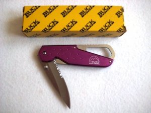 Buck Knife: Buck 751 Approach Metallic Purple Carabiner Loop Climbing Lock Knife
