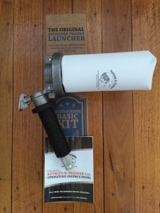 Dummy Launcher: Boxed RRT Dog Training Dummy Launcher Kit with white dummy