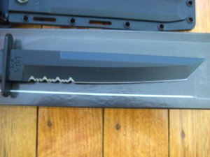 Ka-Bar Knife: Kabar Large Part-Serrated Black Tanto Knife
