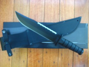 Ka-Bar Knife: Kabar Black Big Brother US Knife with Leather Sheath