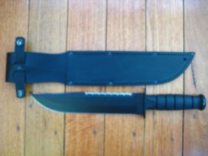 Ka-Bar Knife: Kabar Black Big Brother US Knife with Leather Sheath