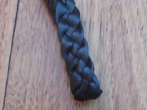 Lanyard: Brown Leather Braided Flat Single Whistle Lanyard