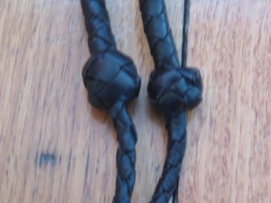 Lanyard: Brown Leather Braided Double Whistle Lanyard