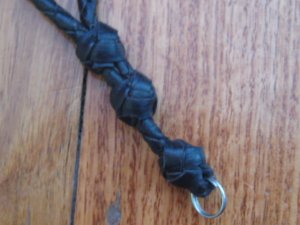 Lanyard: Brown Leather Braided Rounded Single Whistle Lanyard