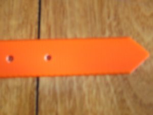 SOS Blaze Orange Dog Collar 2.5cm Wide 65cm with Silver Buckle