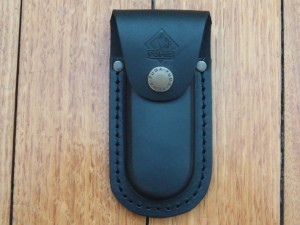 Puma Knife Sheath: Medium Vertical Black Leather Knife Pouch