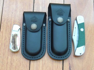 Puma Knife Sheath: Medium Vertical Black Leather Knife Pouch
