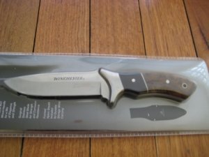 Winchester Burl Wood Handle Fixed Blade Knife