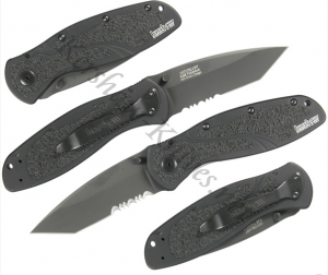 Kershaw Knife: Kershaw Blur Black Tiger Stripe Tanto Part-Serrated Folder