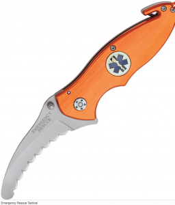 Mtech Knife:  Orange Rescue Folding Knife - Serrated Scalloped Edge