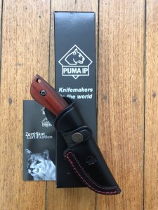 Puma Knife: Puma IP Fox I Laser Cut Sandalwood Handle
