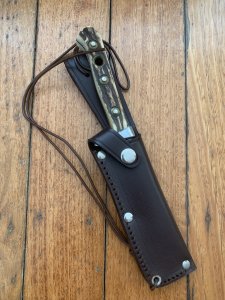 Puma Knife: Puma Vintage 1969 Skinner Handmade Knife with Stag Antler Handle & Sheath