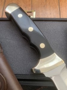 Puma Knife: Puma Rüdemann 40 with Black Micarta Handle in Sheath & Custom Wooden Box