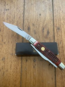Puma Knife: Puma 1990's Original Stockman Knife with Bright Red Jigged Bone Handle