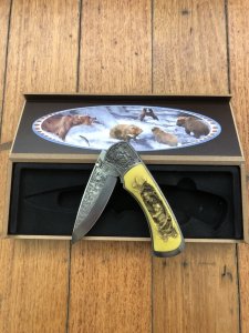 Decorative Bear Hunting Scene Folding Pocket Lock Knife Folding Knife Gift Box