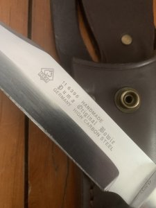 Puma Knife: Puma Lightly Used 1990 Bowie Handmade Knife with Stag Antler Handle & Original Puma Sheath