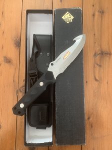 Puma Knife: Puma Rare 132001 Early Model Huntac Tactical Survival Knife with Gut Hook in Original Box