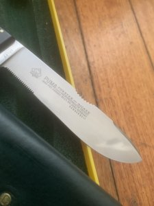 Puma Knife: Puma 1984 ForsterNicker Knife with Stag Handle & Green & Yellow Box #40482