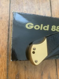 Puma Knife: Puma Rare 1988 Commando 24 Carat GOLD 88 Model Lock back Knife with Black ABS Handle & Original Box #44882