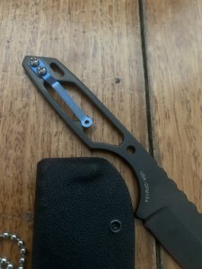 USA Made Nemesis 2-Zero (NK-14) Small Black/Grey Anodised NECK/BOOT KNIFE