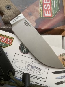 ESEE Knives- ESEE-4 Knife with Ivory Beige Micarta Handle & Black Kydex Sheath