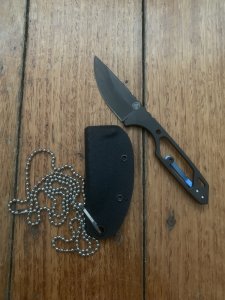 USA Made Nemesis 2-Zero (NK-14) Small Black/Grey Anodised NECK/BOOT KNIFE
