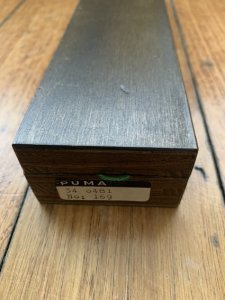 Puma Knife: Puma 1990 Asian Wildlife Collection 'Big Horn Sheep' model SATELITE Folding Knife with Ebony Handle Original Box and matching Warranty #169/200