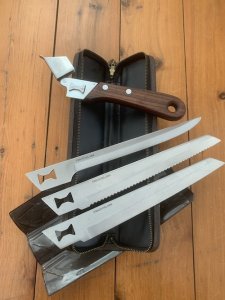 Kershaw Knife: Vintage 1980's KERSHAW KAI CAMP KIT  Japanese 3 Blade Knife Set with Wood Handle & Case