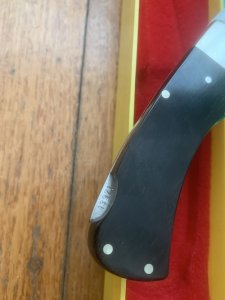 Puma Knife: Puma Original 1979 4 Star Folding Lock Blade Knife with Black Ebony Micarta Handle in Original Box #13971